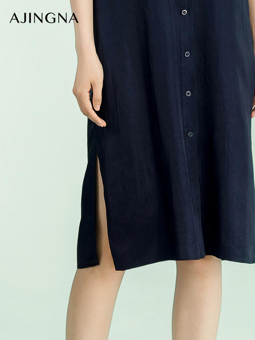 【商场同款】阿菁娜2024夏季新款V领醋酸宽松连衣裙A30X112076 商品图3