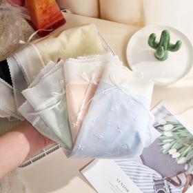 【少女感 夏季超薄款】2024新款 5A四叶草缇花纱线女士内裤 桑蚕丝底档 ——WL8132（5条/盒）