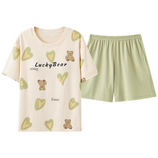 睡衣女带胸垫夏季纯棉薄款短袖短裤家居服夏天防凸点空调房套装 商品图5