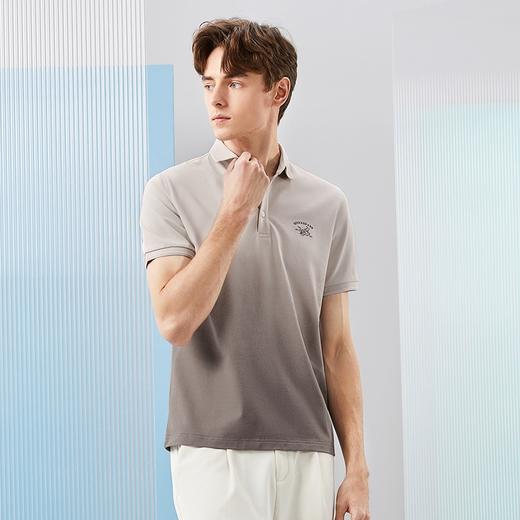 【不变形领】【5A抗菌】柒牌男士短袖polo衫夏季新款时尚休闲渐变印花翻领上衣126T70290 商品图1