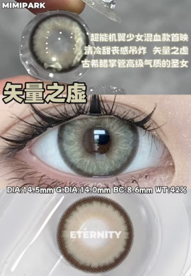 Mimipark 月抛 矢量之虚/光子风暴 14.5  美瞳两片装 棕/蓝