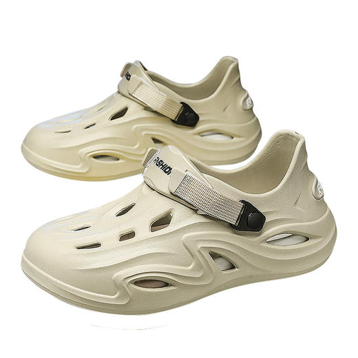 【买1双送3双运动短袜！外星人洞洞凉鞋】酷帅炫夏季凉鞋！8.0踩屎感凉鞋！柔软舒适！男夏季2024新款开车厚底防滑踩屎感户外运动沙滩包头凉鞋男-LC14KL02 商品图3