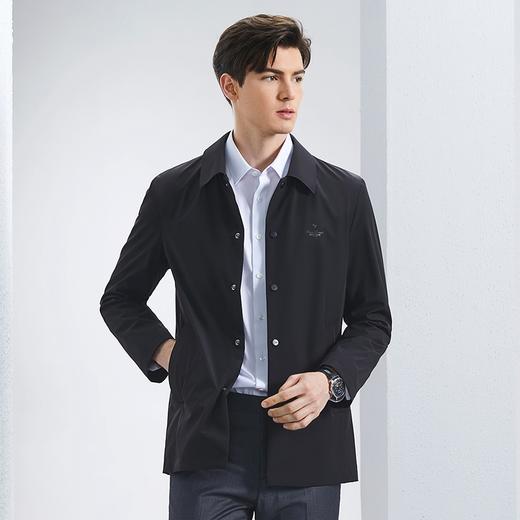 柒牌风衣男2024春秋款韩版时尚潮流中青年暗格子长袖翻领防风外套126K70910 商品图1