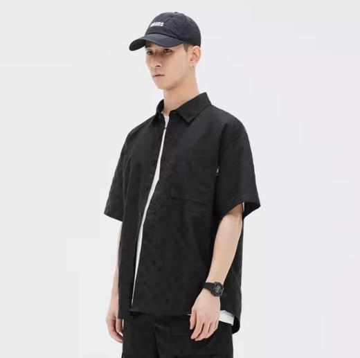 GXG黑色翻领短袖衬衫GE1230813C 商品图0