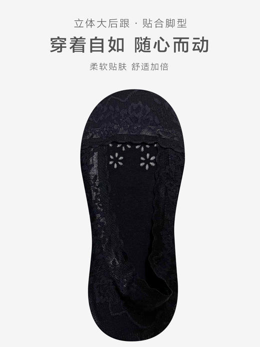 足装秀24夏季新品凉感高跟鞋超浅口防滑不掉跟薄款蕾丝隐形女袜子 商品图4