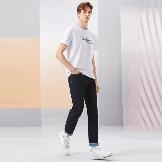 【冰茶素纤维】柒牌凉感短袖T恤男2024夏季新款印绣时尚休闲上衣126T71380 商品图3