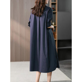 87317原形宽松拉链连衣裙女长款2024春夏季新款设计感小众开叉衬衫裙子