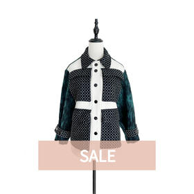 TYNVIE 大插袋拼接袖夹克-绿色拼接