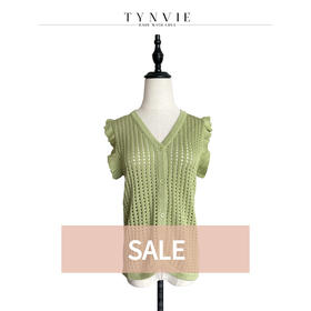 TYNVIE 镂空钩花针织背心-浅绿