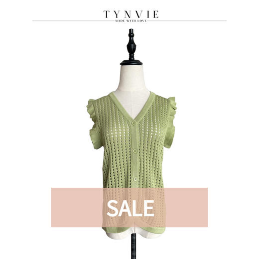 TYNVIE 镂空钩花针织背心-浅绿 商品图0