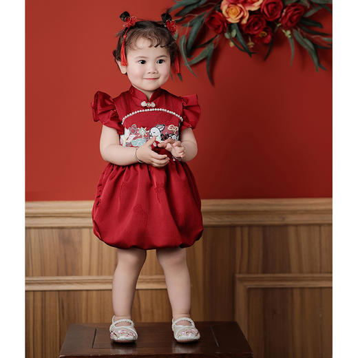 周岁礼服女宝宝春夏款中国风一岁抓周满月百日宴礼服婴儿包p唐装 商品图0