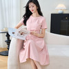 剩S/M/XL/XXL 米思阳2025夏季新款法式优雅短袖连衣裙收腰褶皱职业A字裙女3130 商品缩略图2