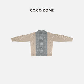 COCO ZONE 圆领拼色百搭毛织上衣休闲纹理感针织衫23C50061