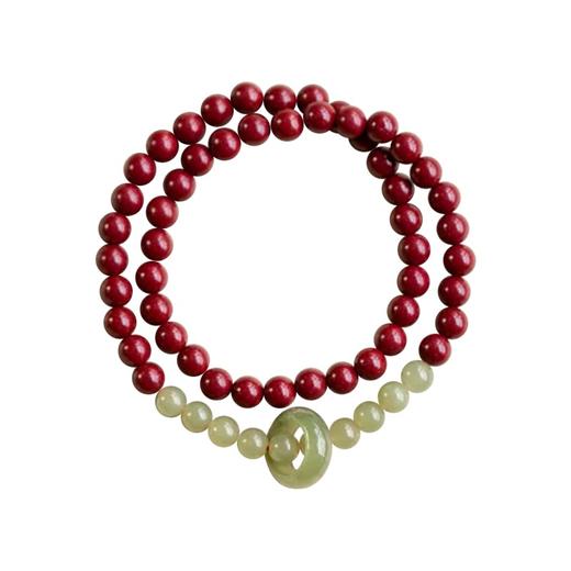 【经典】朱砂和田玉女士双圈手串 商品图3