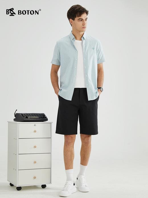 【抗皱不紧绷】波顿春夏男士短袖绿白色条纹衬衫高端MS019223 商品图3