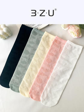 足装秀24春夏新女士小腿袜柔软亲肤透气简约风网眼直板堆堆女袜子