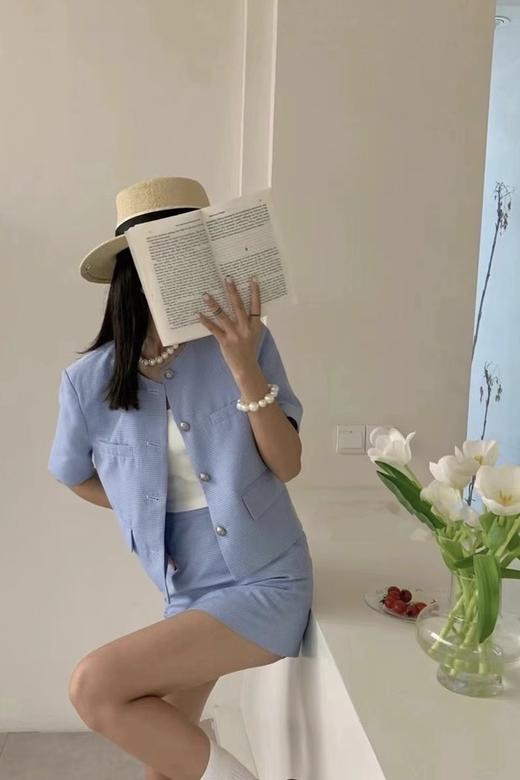 LNNNS 蓝色珍珠扣小香风套装 16550 商品图2