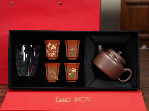 德钟梅兰竹菊紫砂壶套装 商品图3