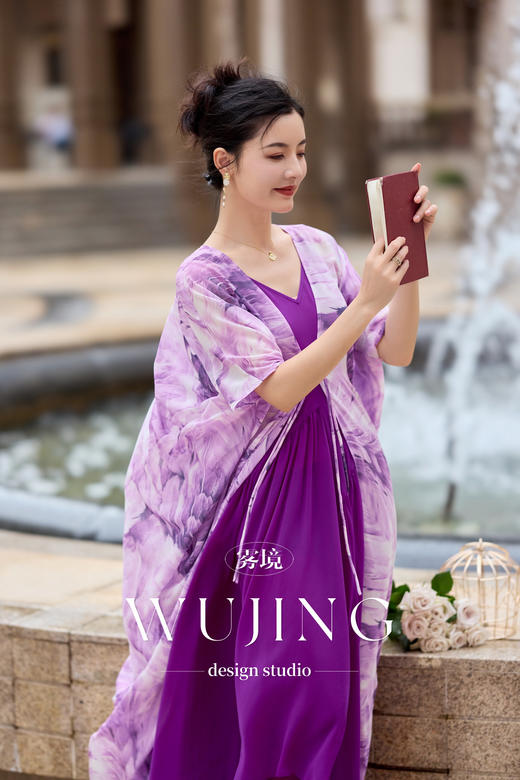 【雾境定制】紫韵花影系列无敌遮肉飘逸仙气乔其纱外披 3204130 商品图12