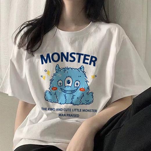 【39.9到手2件】韩国情侣印花T恤丨冰丝凉感 宽松慵懒 男女款T恤 商品图4