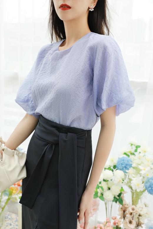 Le Malene 机理感圆领泡泡袖上衣 13057 商品图4