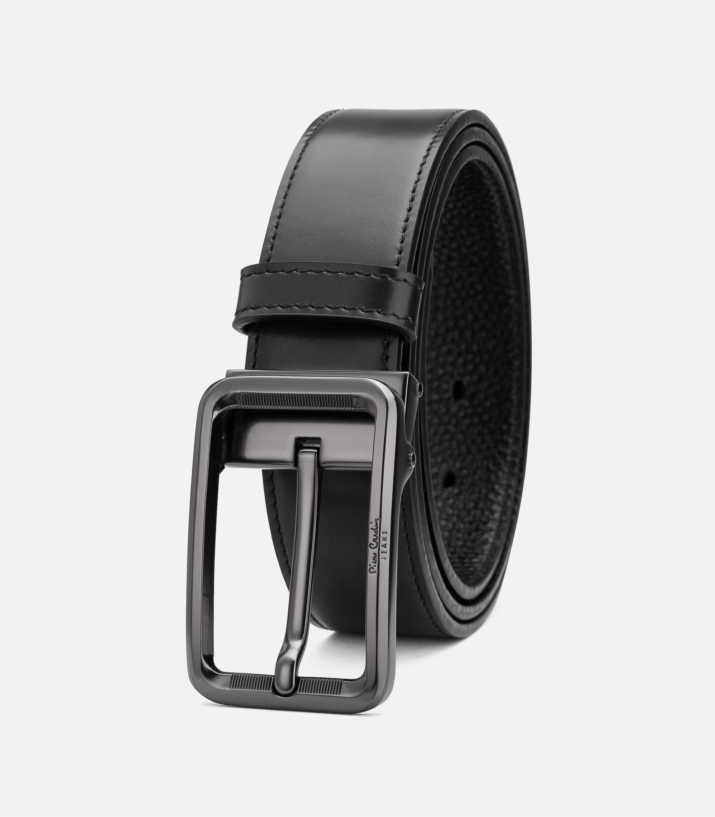 皮尔卡丹皮带男士真皮头层牛皮裤腰带新潮针扣皮带男款