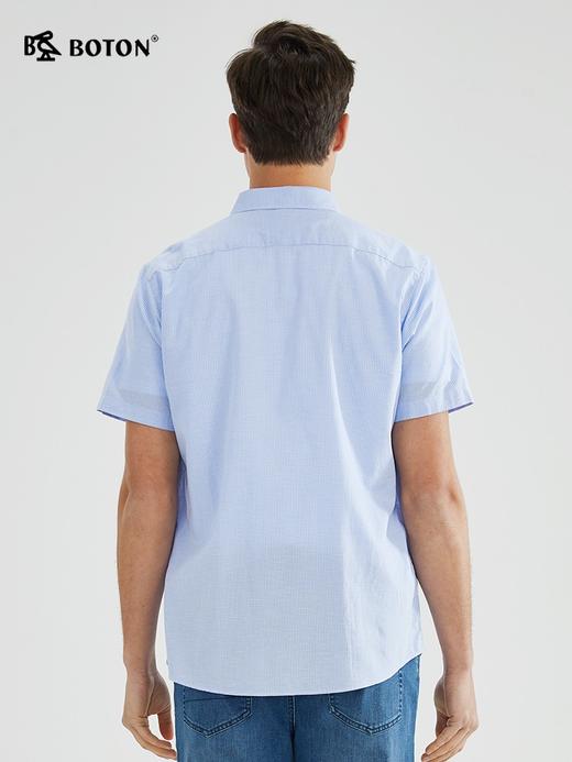 【凉爽舒适】波顿春夏男士短袖小棋盘蓝白格子衬衫高端MS013223 商品图2