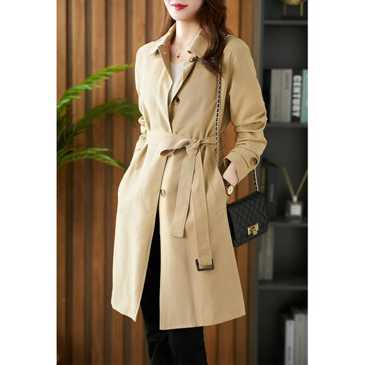 76437原形风衣女春装2024新款中长款卡其色休闲韩版宽松气质上衣外套女 商品图1