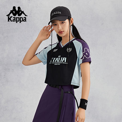 Kappa球衣卡帕背靠背足球短袖女2024新款夏季t恤运动半袖上衣女款KPDHCTD60 商品图0