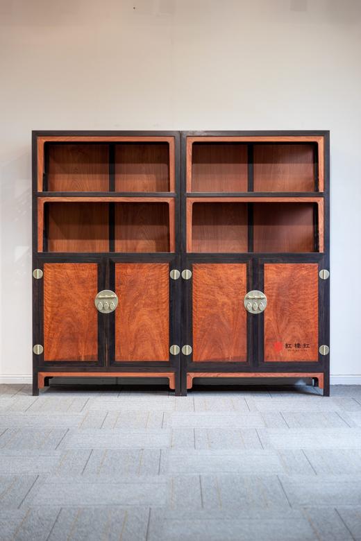 红桥红  家具严选  缅甸花梨(大果紫檀）  【172 缅花嵌紫光檀 双层亮格柜】 商品图0