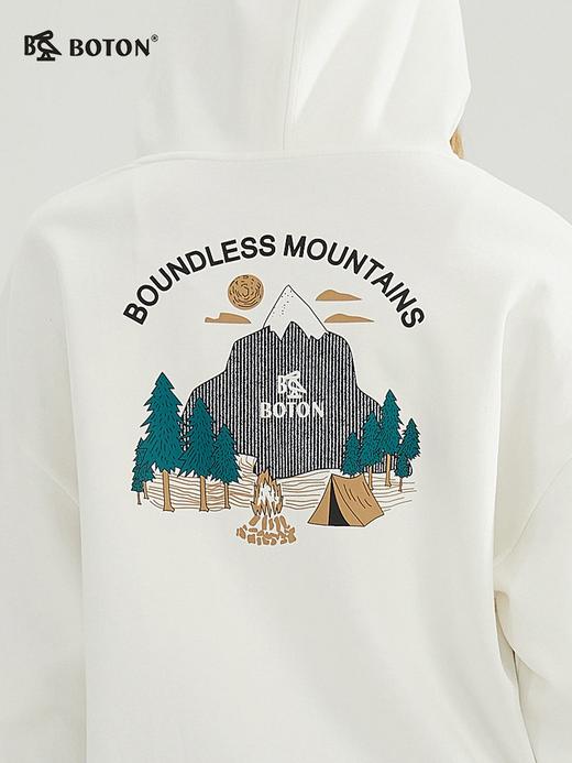 波顿春秋高端女士白色连帽小个子潮牌卫衣落肩百搭宽松LT293123 商品图4