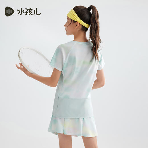 水孩儿童装夏季新款女童防晒凉感圆领衫时尚渐变色速干短袖儿童套头上衣 商品图2