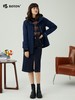 波顿春秋中长款女士连帽深蓝色风衣高端美式休闲外套上衣LJ908323 商品缩略图3