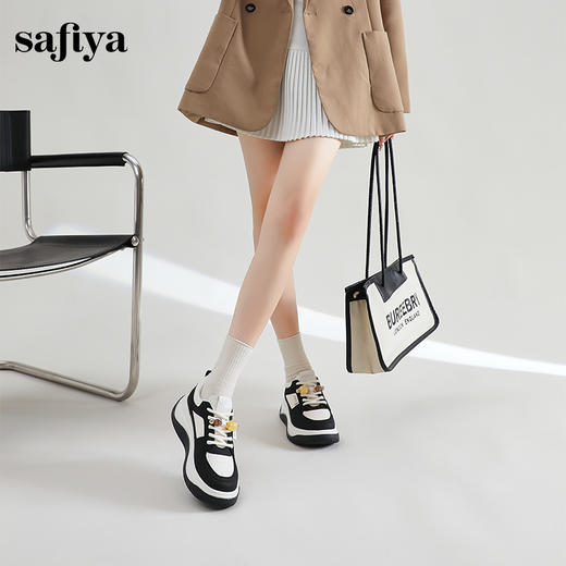 Safiya/索菲娅2024秋季百搭小个子松糕厚底增高休闲运动板鞋 SF43112102 商品图8