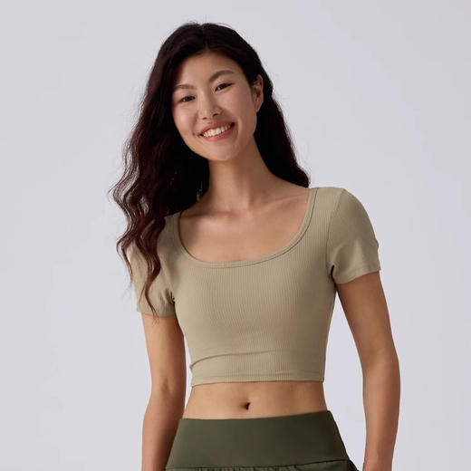 【限时秒】YOGACODE【火树银花系列】2024 方领性感露背短款运动T恤跑步健身上衣DST716 商品图3