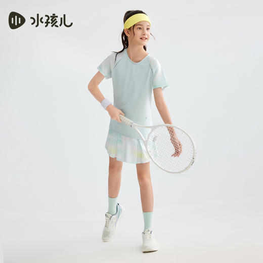 水孩儿童装夏季新款女童防晒凉感圆领衫时尚渐变色速干短袖儿童套头上衣 商品图4