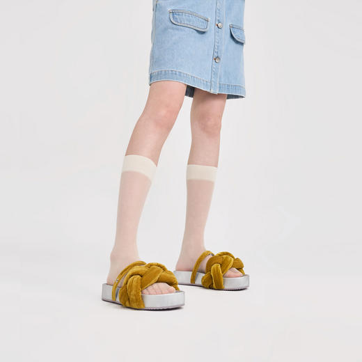 lost in echo2024年夏季新款外穿多巴胺扭结麻花细带一脚蹬凉拖鞋 商品图3