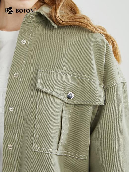 【烧毛粗斜纹】波顿女绿色牛仔外套户外休闲时尚高端LSJ896123 商品图4