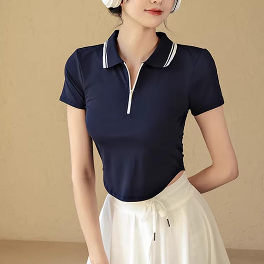 【限时秒】YOGACODE【火树银花系列】2024 春夏polo翻领短袖t恤女半拉链瑜伽短袖DST530 商品图3