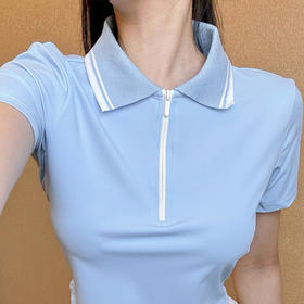 【限时秒】YOGACODE【火树银花系列】2024 春夏polo翻领短袖t恤女半拉链瑜伽短袖DST530