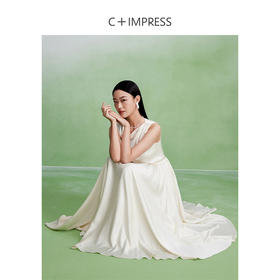 西嘉LYQ2402080C+IMPRESS/西嘉醋酸简单大方无袖连衣裙女夏季褶裥设计感气质伞裙