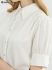 【丝绸顺滑】波顿2024夏季女士净色泡泡袖短袖衬衫休闲上衣LS838223 商品缩略图3