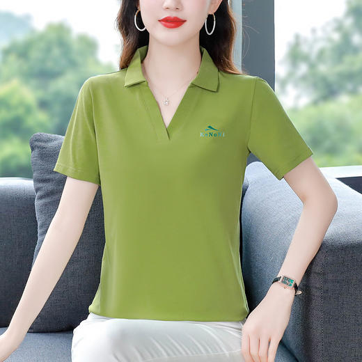 翻领短袖t恤运动polo衫纯棉纯色上衣QB2311 商品图0