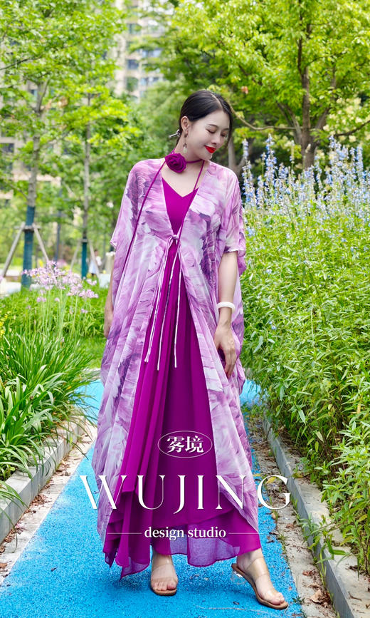 【雾境定制】紫韵花影系列无敌遮肉飘逸仙气乔其纱外披 3204130 商品图3