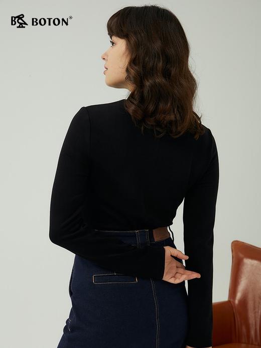 波顿春秋时尚洋气时髦半高领打底衫女设计高级感澳绒内搭LT303323 商品图1