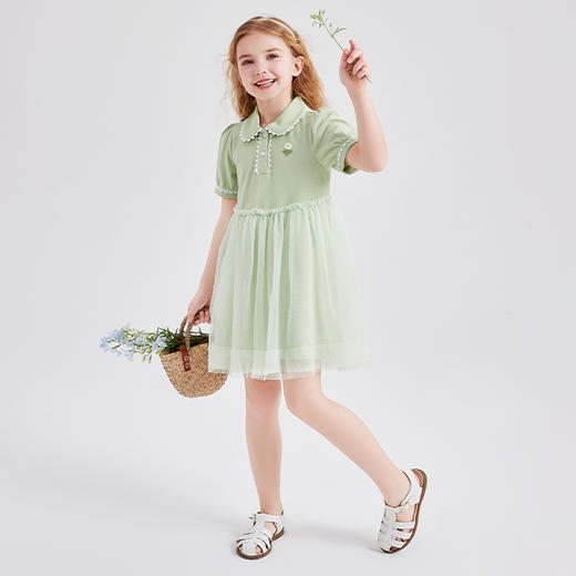 笛莎Deesha 女童连衣裙2024年新款POLO领连衣裙 商品图2
