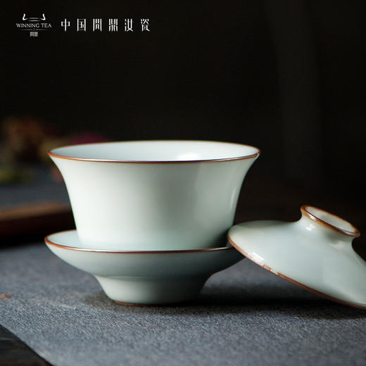 问鼎汝瓷鼎峰系列月白老款三才盖碗 商品图1