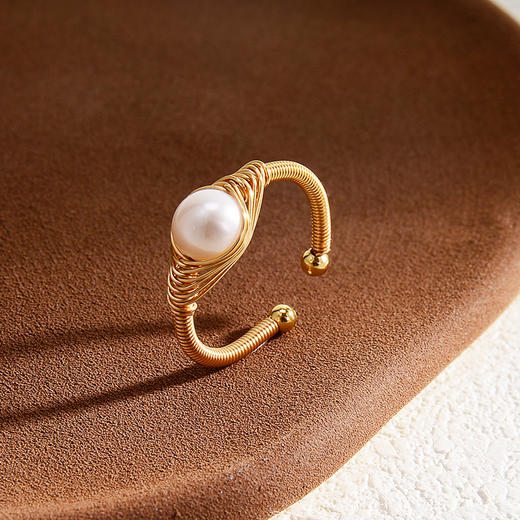 ysxb-06025【云赏珠宝】法式工艺缠丝戒指天然淡水珍珠指环 商品图3