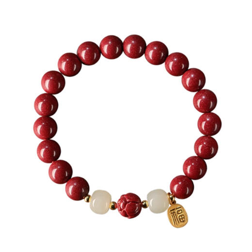 【经典】上岸莲花朱砂和田玉手串 商品图4