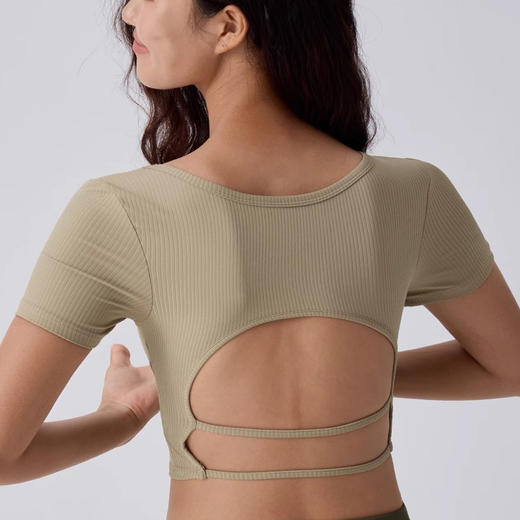 【限时秒】YOGACODE【火树银花系列】2024 方领性感露背短款运动T恤跑步健身上衣DST716 商品图2